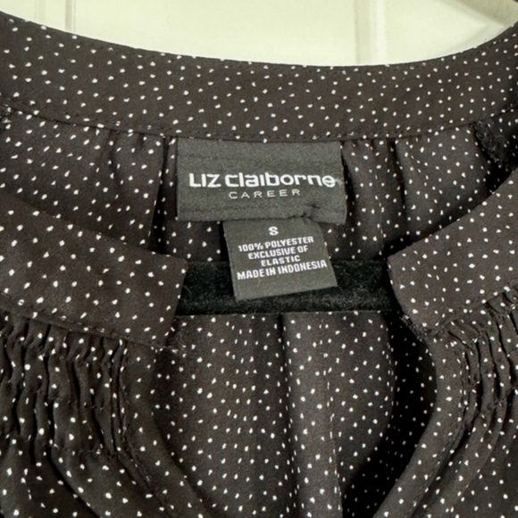 Liz Claiborne Black White Polka Dot Blouse - Picture 3 of 3